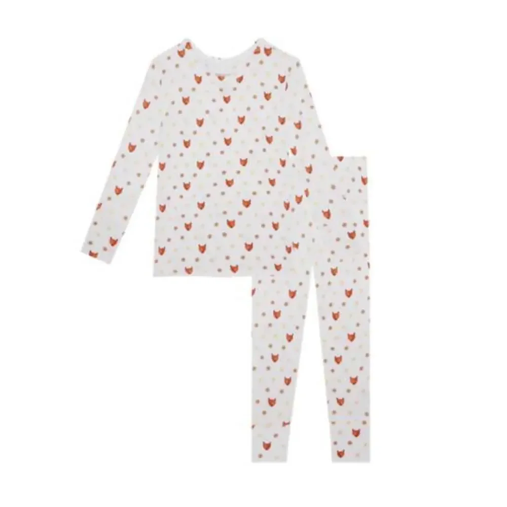 POSH PEANUT kid's long sleeve pajama set in lionel fox print sz. 5-6T